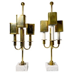 Pair of Vintage Brass Table Lamps in manner of Parzinger