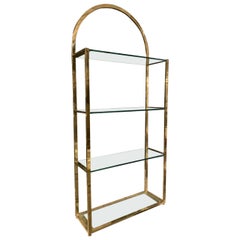 Gorgeous Midcentury Brass and Glass Shelving-Old Boutique Inventory, France