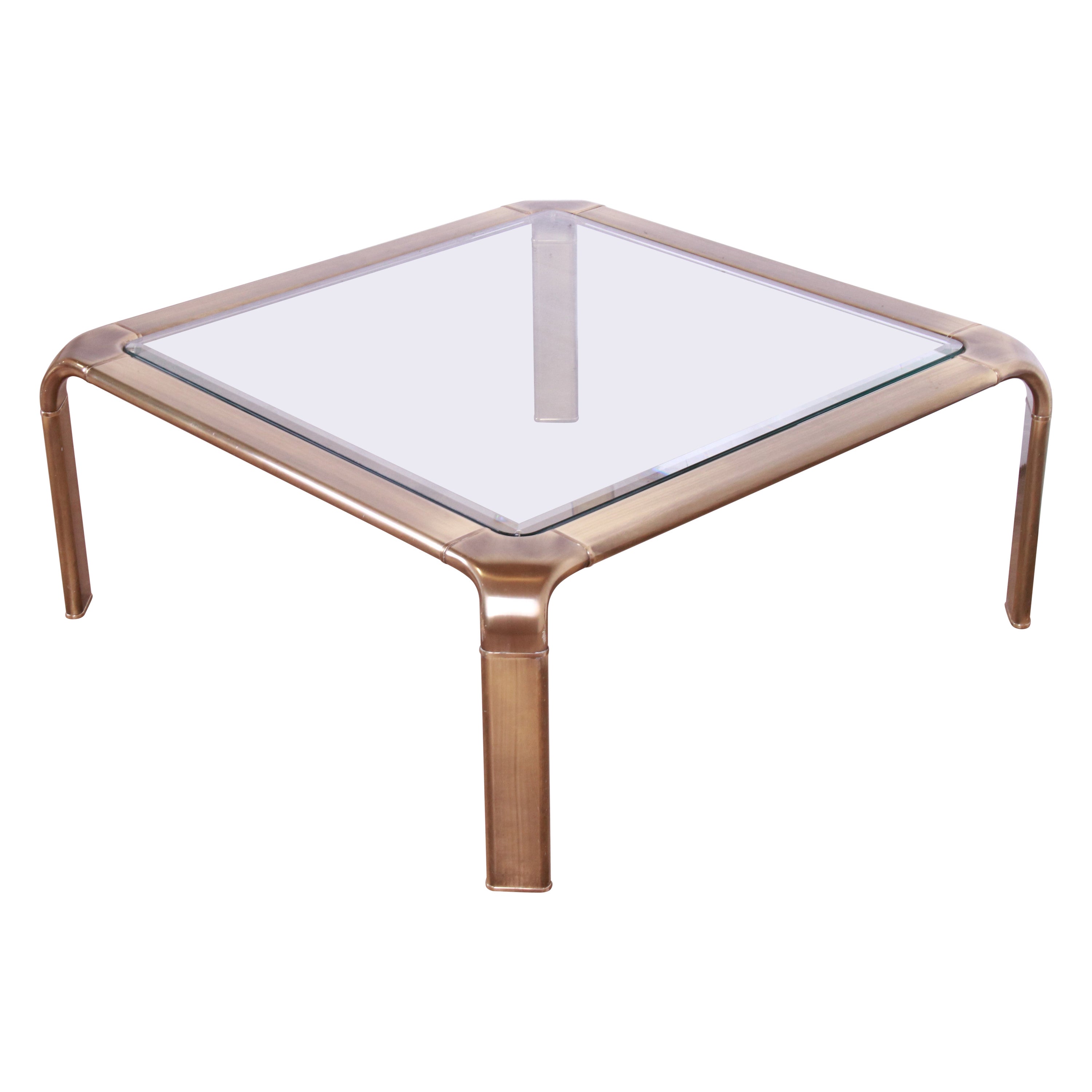 John Widdicomb Hollywood Regency Brass and Glass Cocktail Table, Circa 1970s