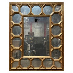 Large Gilded Mirror with and Octagonal Designed Border