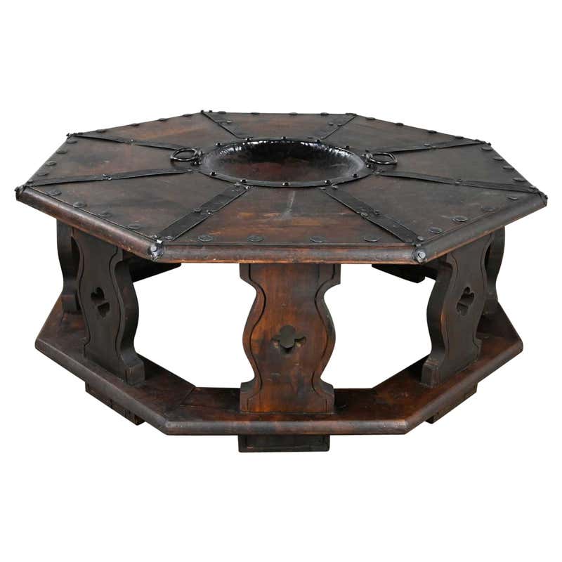Spanish Revival Style Rustic Octagon Pinwheel Large Coffee Table Artes ...