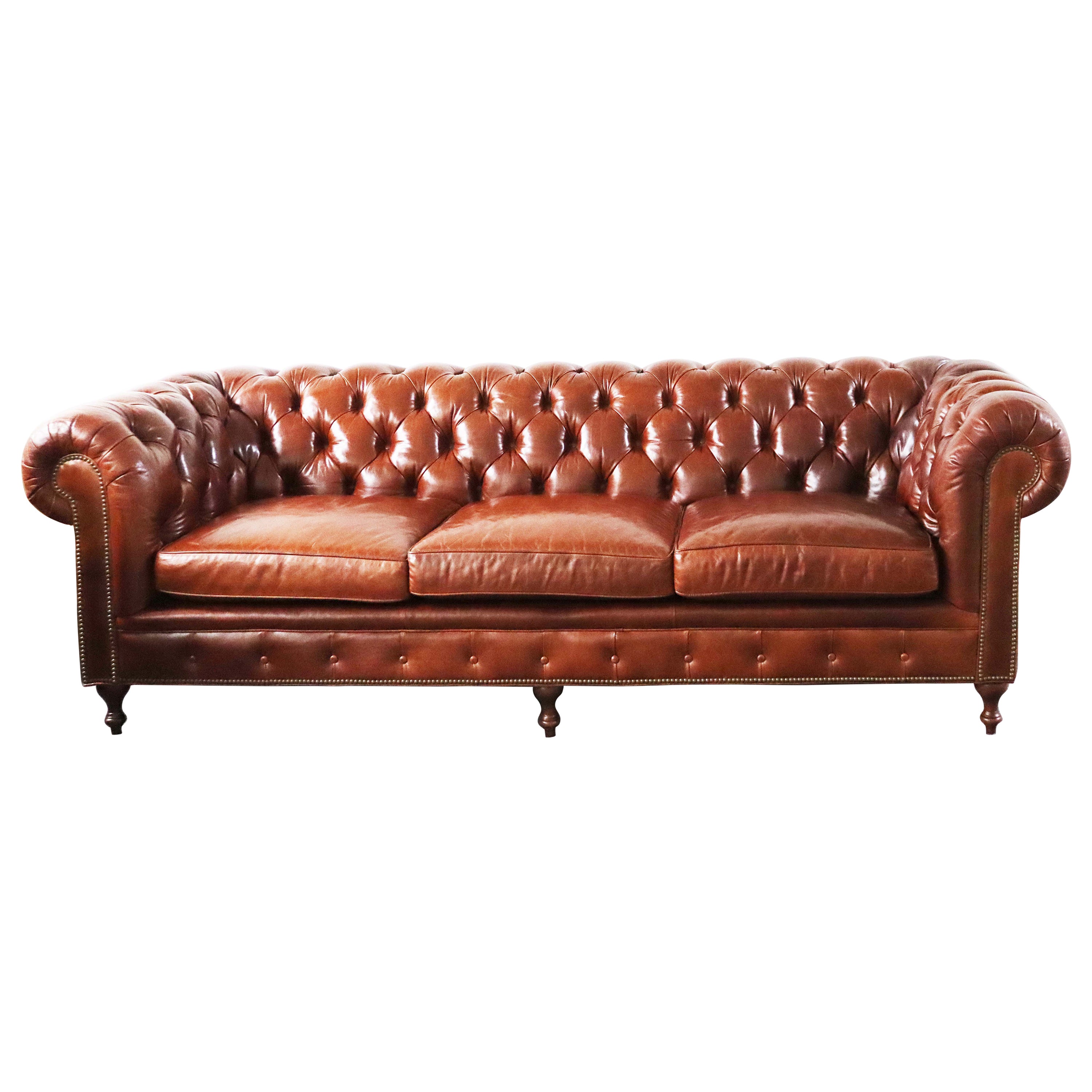 Arhaus Wessex Leather Tufted Sofa