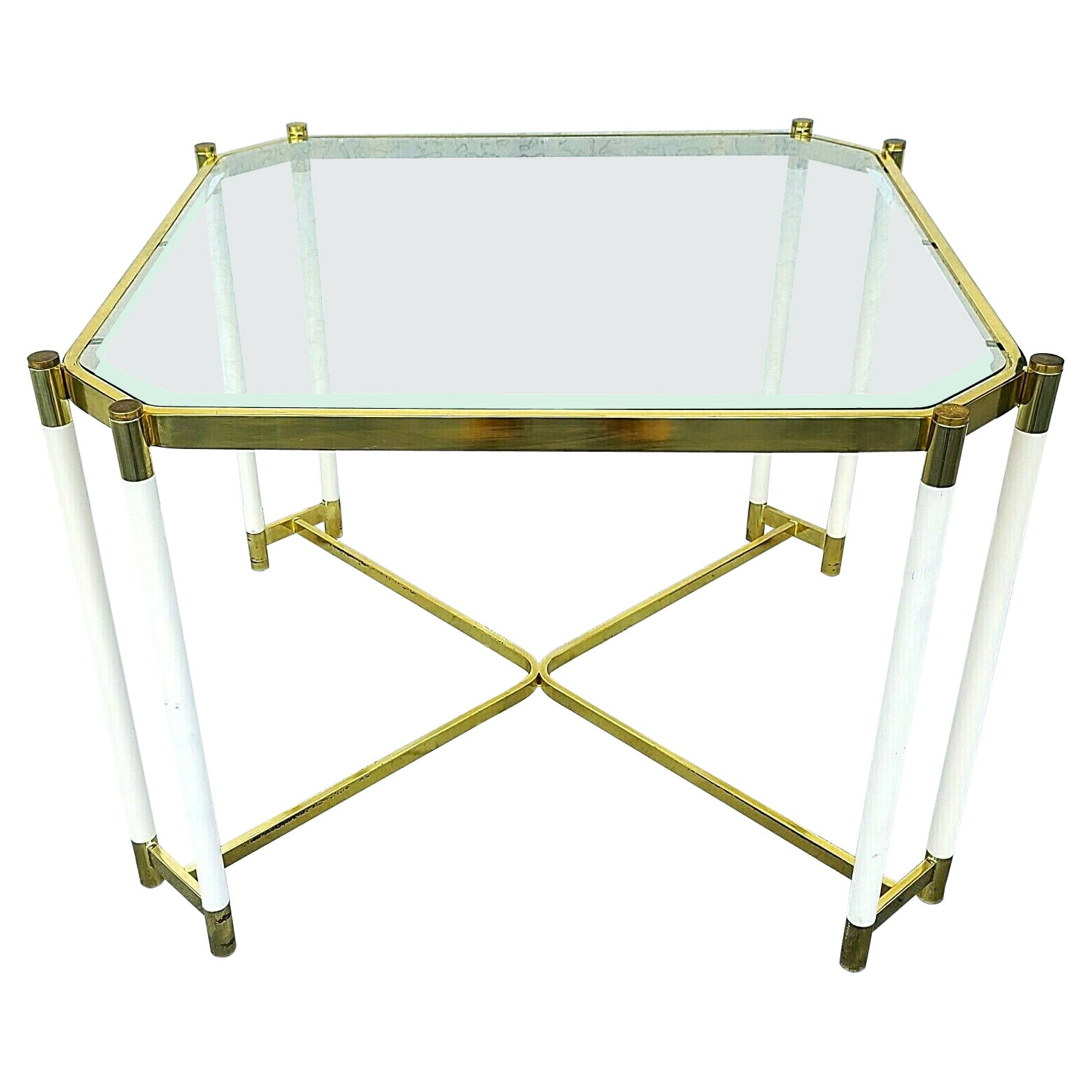 Brass Glass Dining Game Table by Design Institute of America