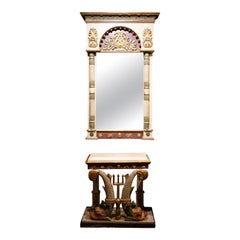 Gustavian Console and Mirror with Dolphin Decoration