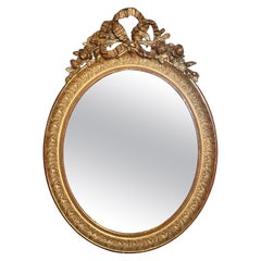 Antique French Louis XVI Gold Oval Mirror, circa 1890