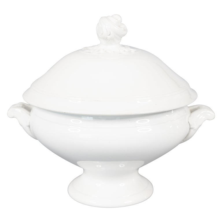 19th C. French White Ironstone Soup Tureen Soupiere For Sale at 1stDibs french tureen, french