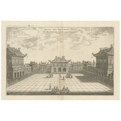 Antique Print of the Imperial Palace in Peking, China, 1668