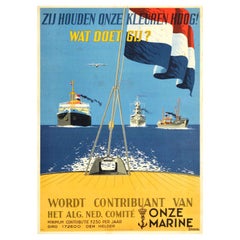 Original Vintage WWII Poster Royal Netherlands Navy Koninklijke Marine War Ships