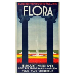 Original Vintage Poster Bloemen Flora Flower Festival Exhibition Plants Haarlem