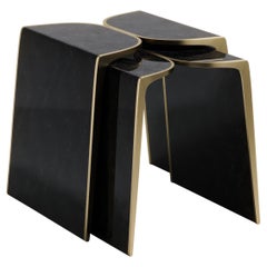 Nesting Shell Side Tables with Bronze Patina Brass Details by Kifu Paris