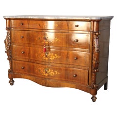 19th Century Marquetry Chest of Drawers with an Italian Carrara Marble