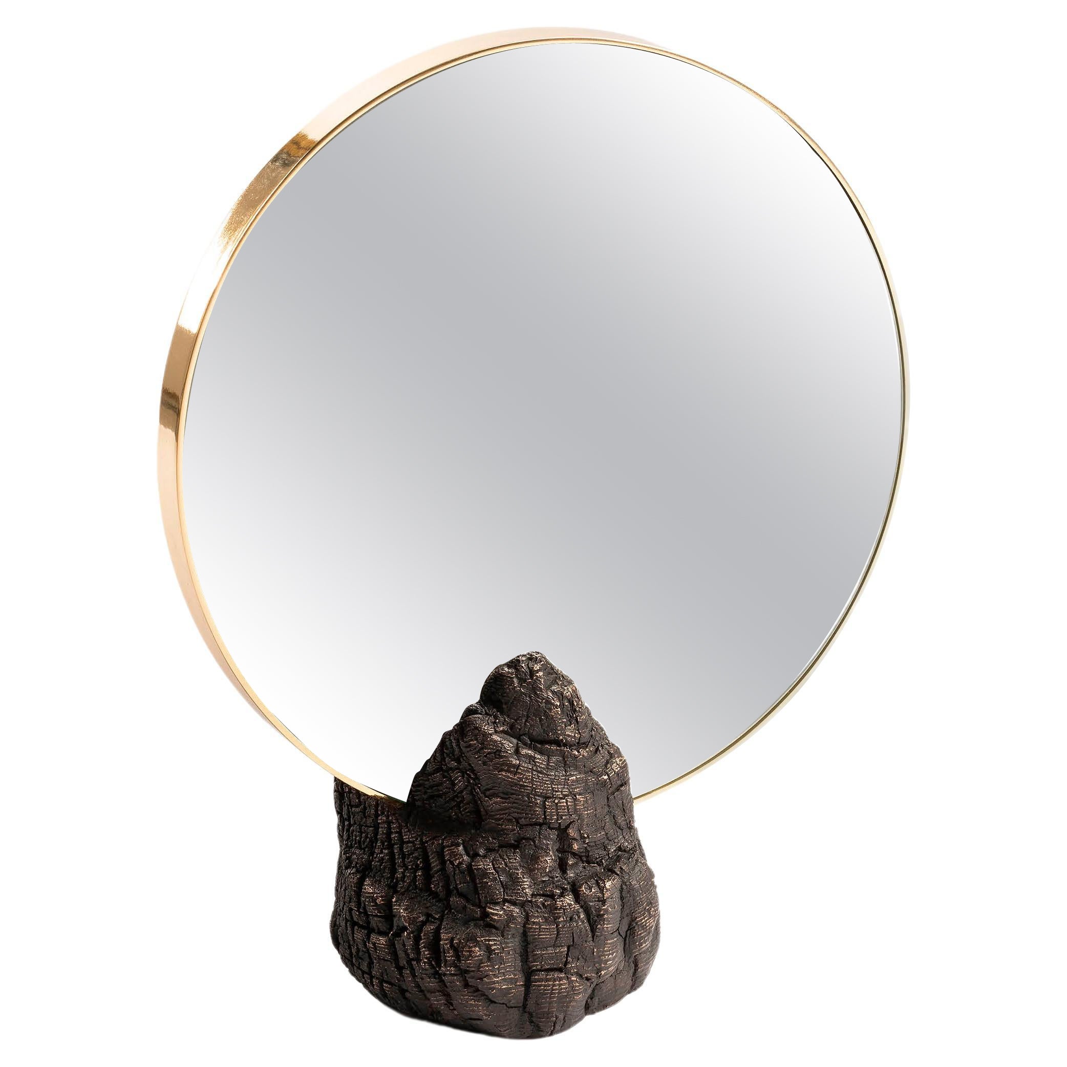 Fuoco Table Mirror in Bronze by Roberto Sironi For Sale