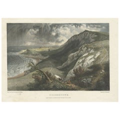 Antique Hand-Colored Print of Folkestone 'United Kingdom' as Seen from the East, 1822
