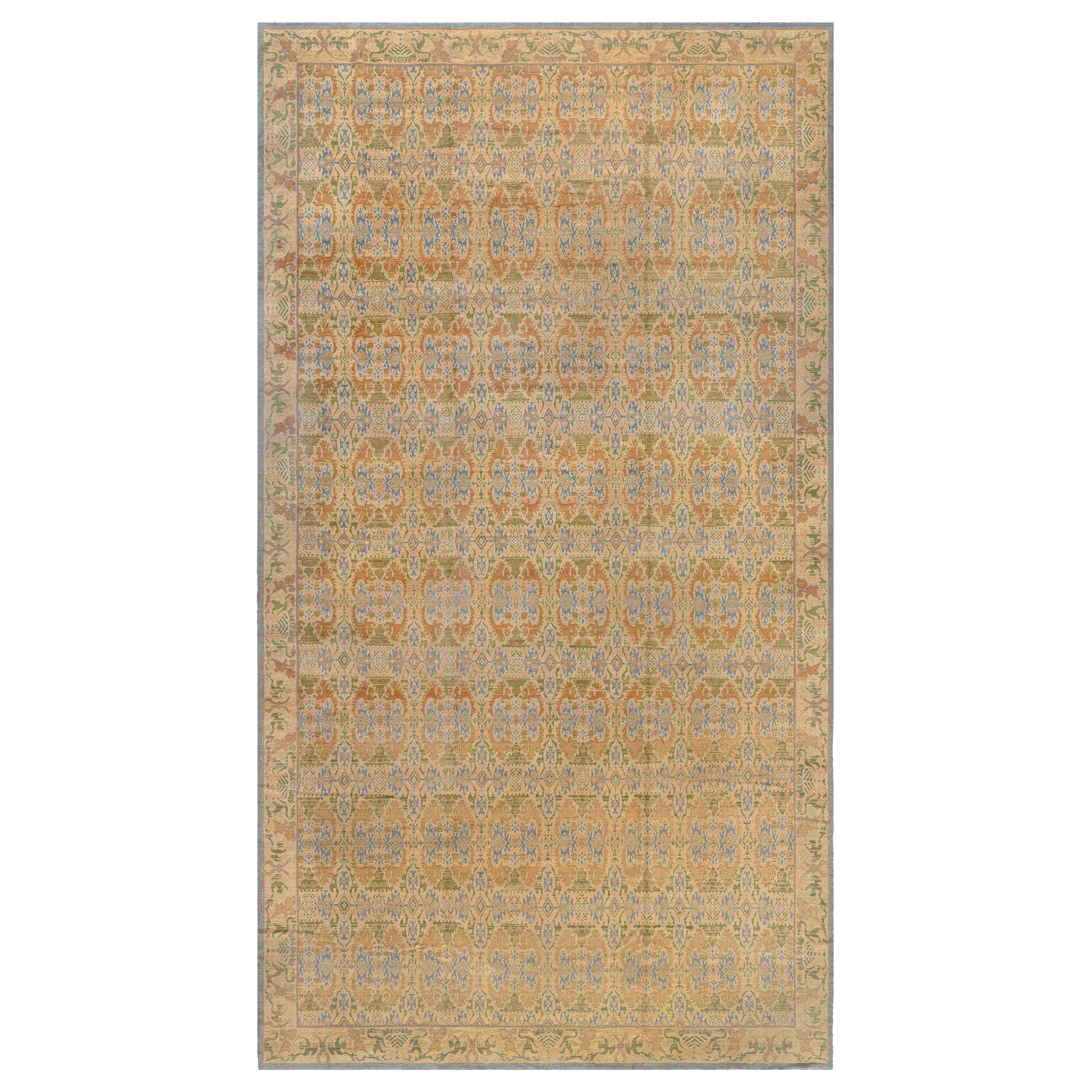 Vintage Spanish Rug in Yellow, Blue and Green For Sale