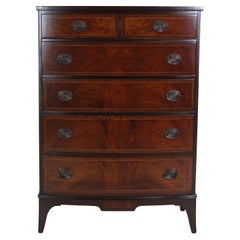 Refinished Inlaid Mahogany Dresser w/ 6 Drawers + Brass Hardware by John Stuart