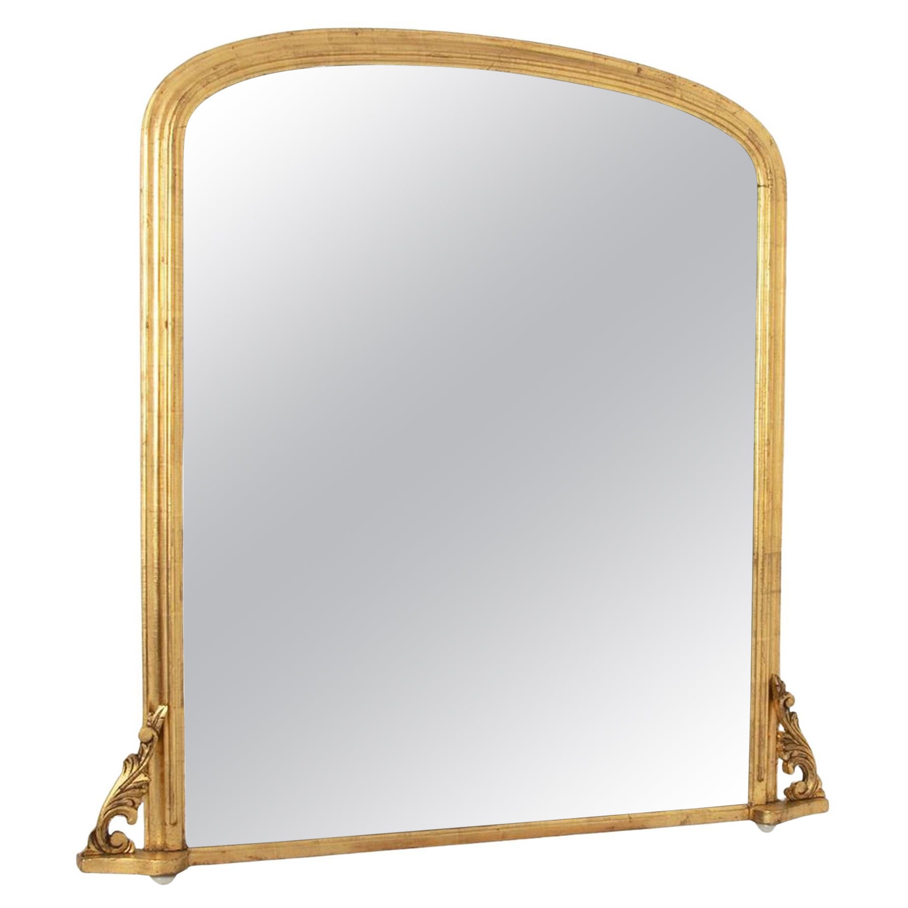 Large Victorian Antique Gilded Mirror with Original Mercury Glass Plate