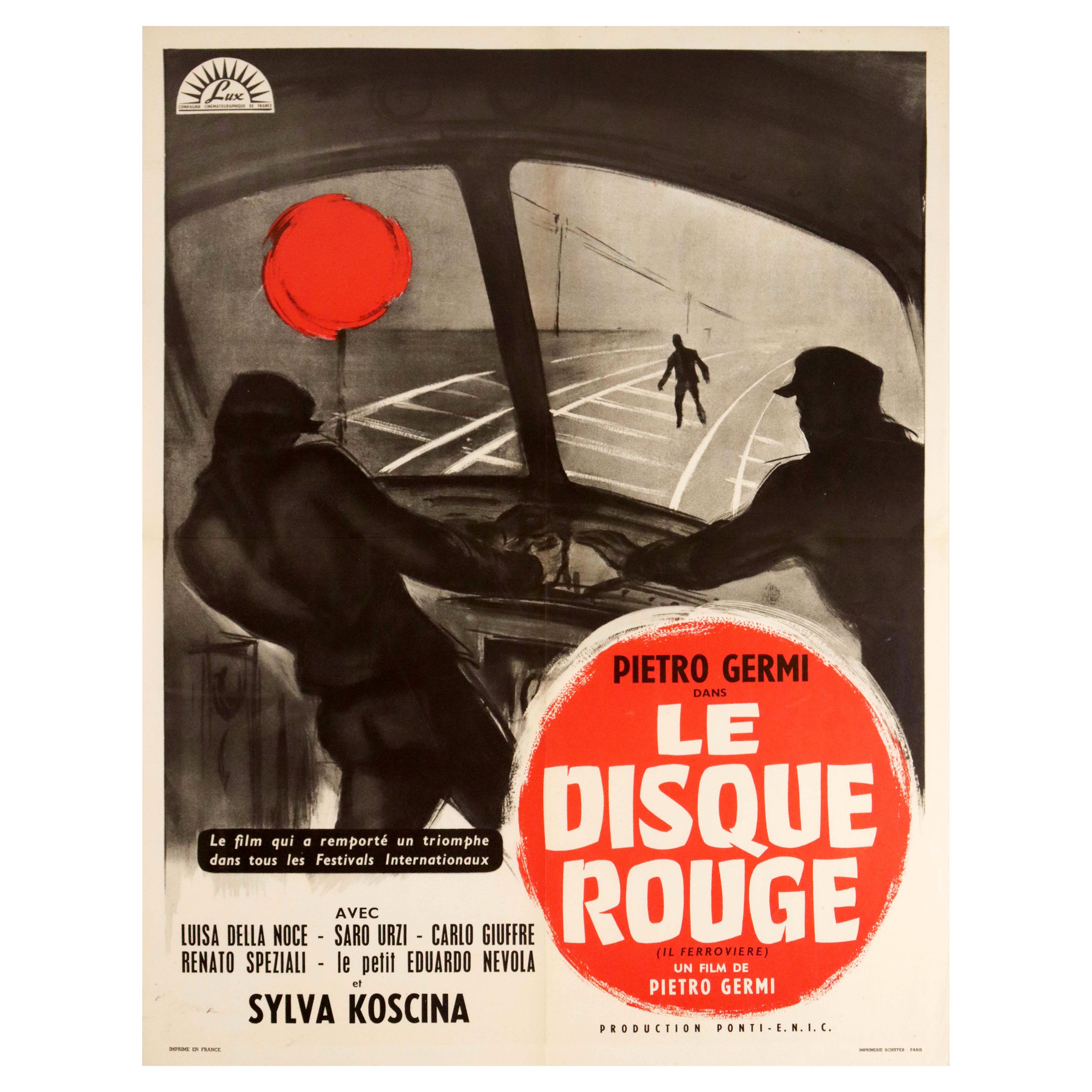 Original Vintage Film Poster Le Disque Rouge Man Of Iron Railway Train Movie Art For Sale