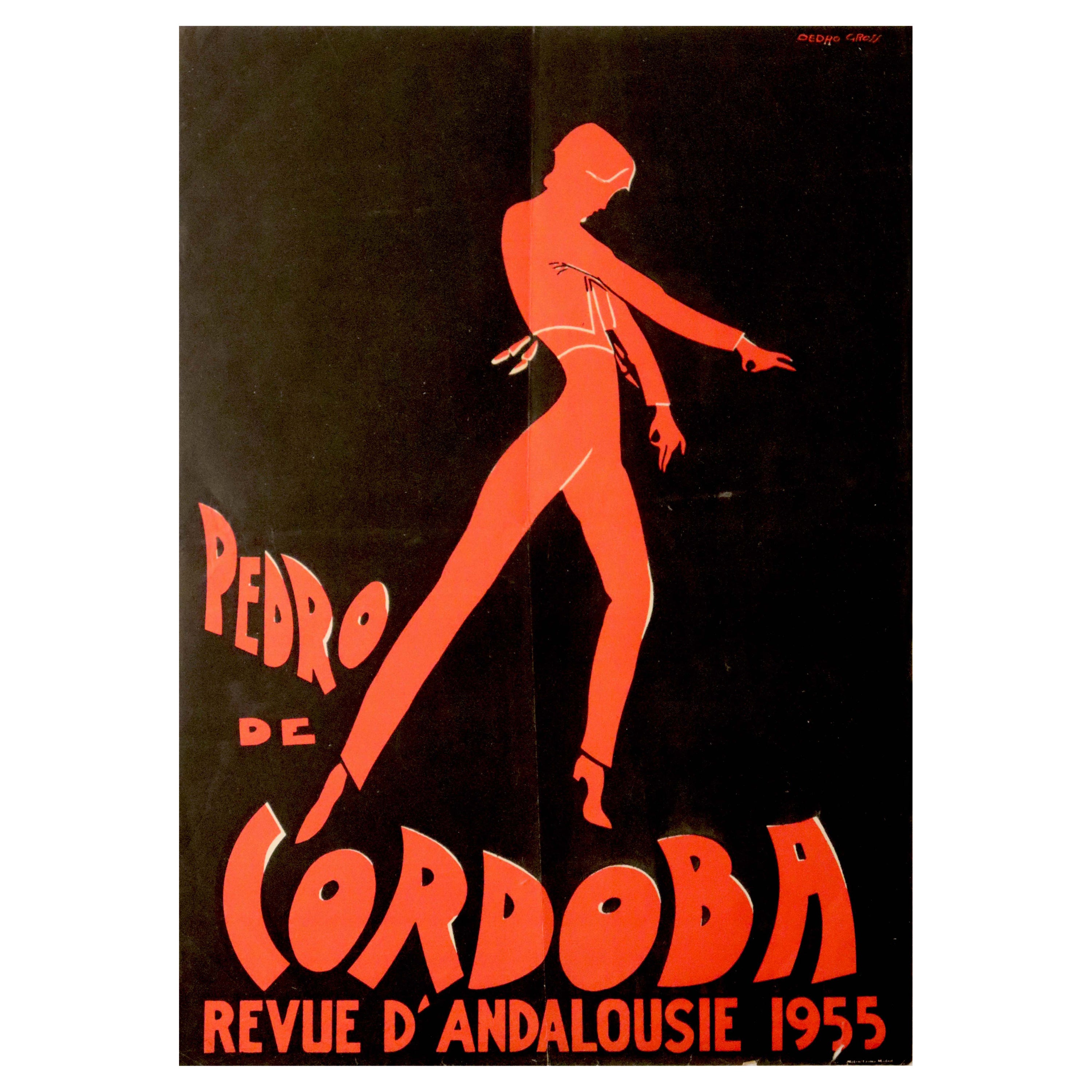 Original Vintage Poster Pedro De Cordoba Andalusia Revue Spain Flamenco Dancer