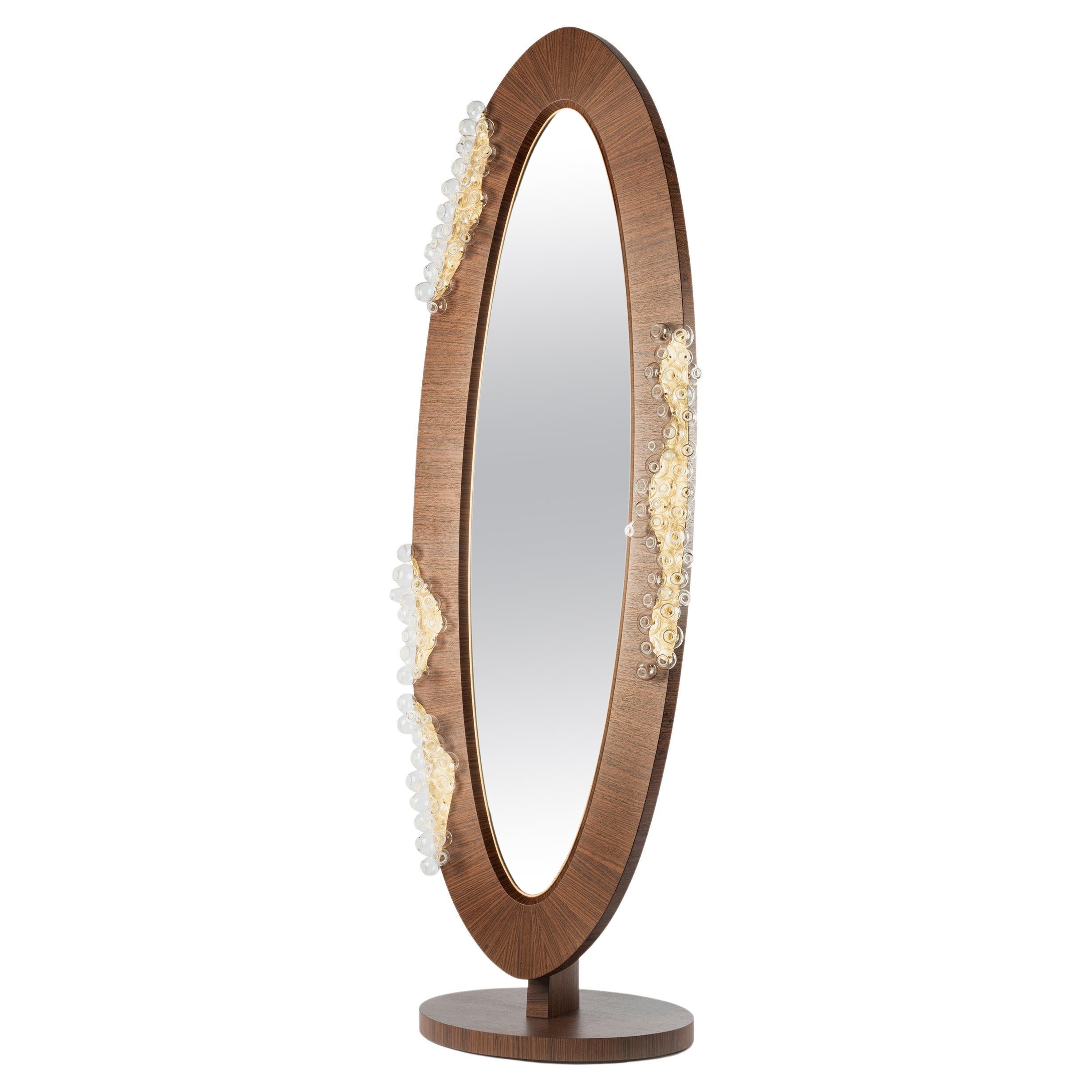Grimilde Walnut and Glass Floor Mirror by Giordano Viganò and Simone Crestani For Sale