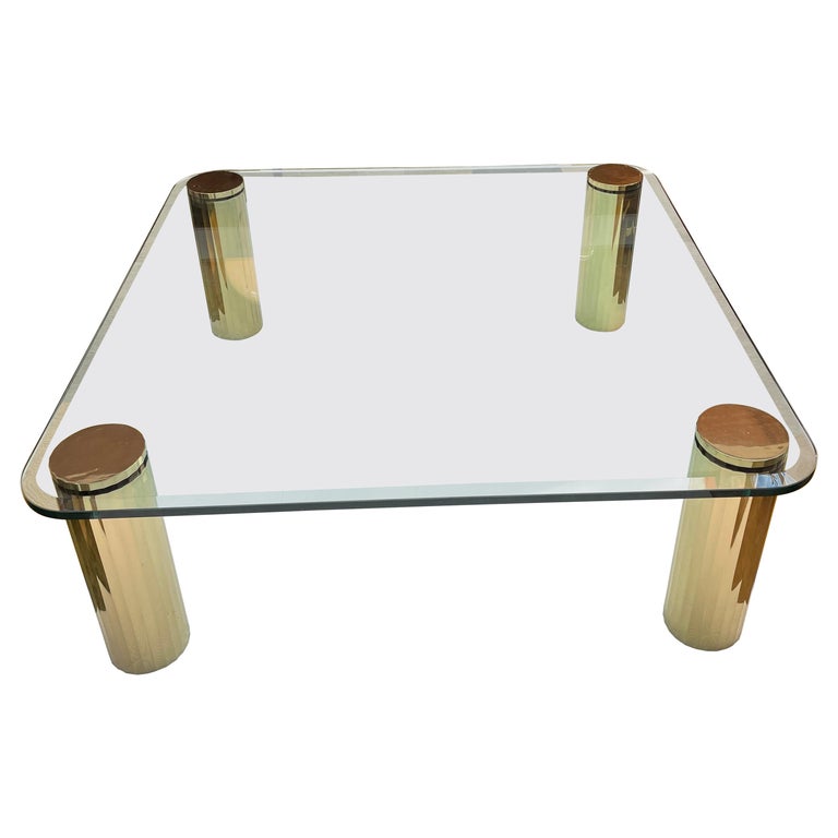 Mid-Century Modern Glass Coffee Table in the Style of Karl Springer For Sale