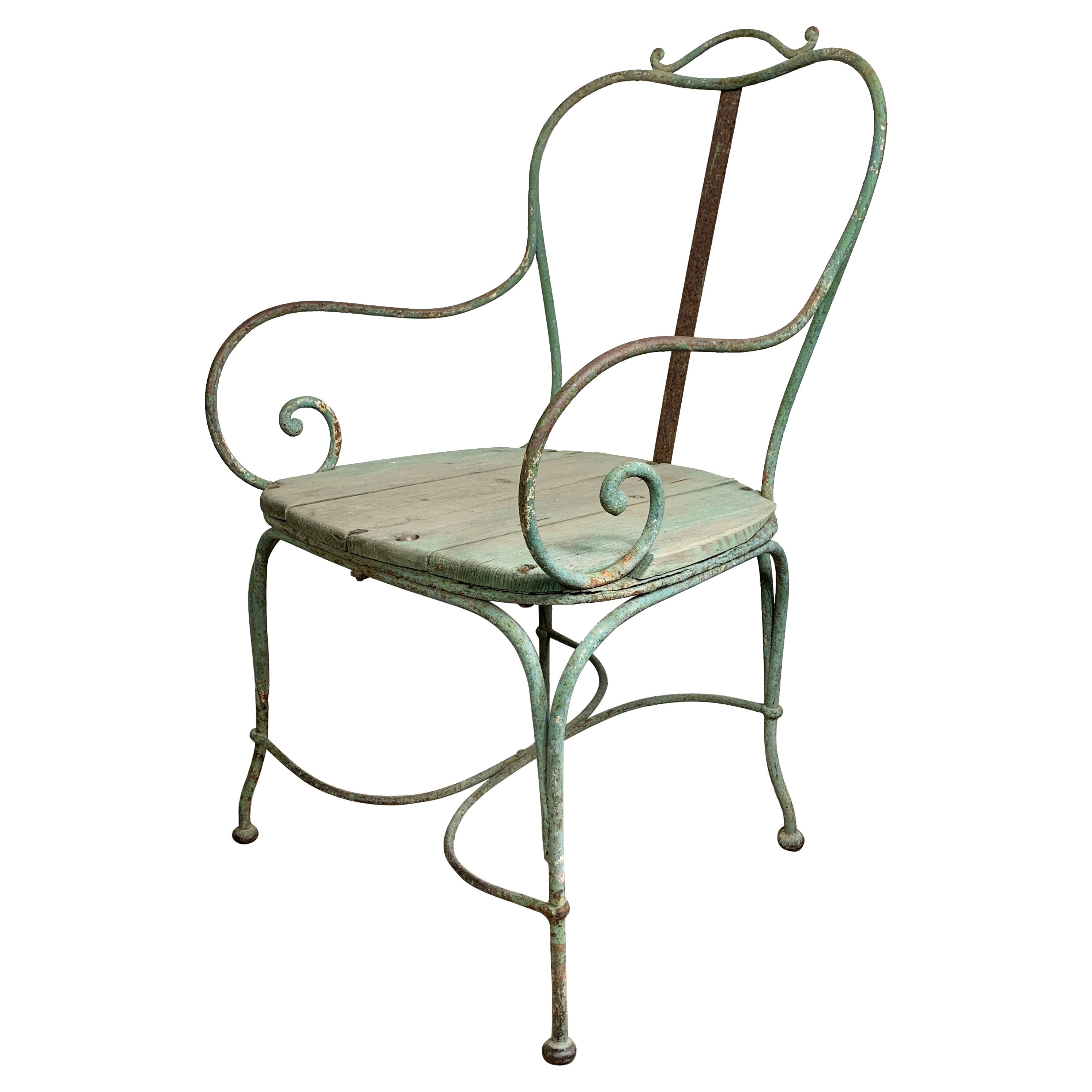 18th Century Chateau Estate Made Ironwork Garden Chair