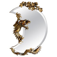 Gabriel Viardot 19th Century Crescent Dragon Mirror