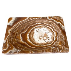 Brown and White Small Rectangular Onyx Tray, Brazil, Contemporary