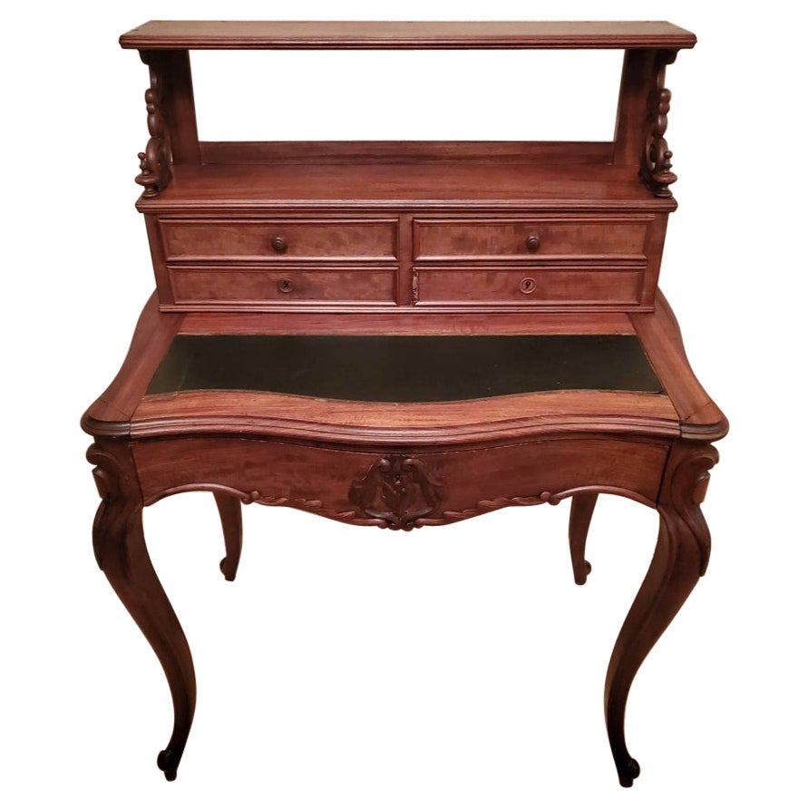 19th Century French Napoleon III Period Mahogany Bureau Plat