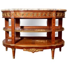 Antique French Mahogany and Bronze D'ore Marble Top Server, Circa 1880