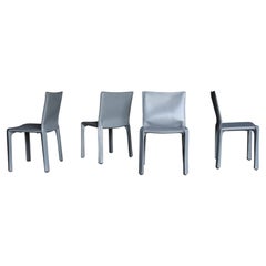 Mario Bellini Grey Leather "Cab" Chairs for Cassina