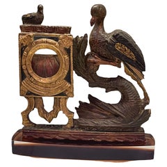 Late 17th Century French Fine Carved Wood and Polychromed Pocket Watch Holder