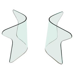 Pair of Curved Glass Dining Table Bases
