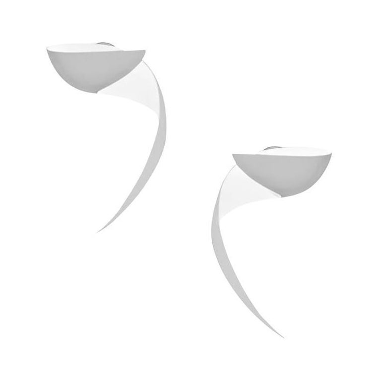 Serge Mouille 'Flame' Wall Lamp in White For Sale