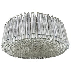 Huge Round Venini Murano Triedi Glass Prism Chandelier