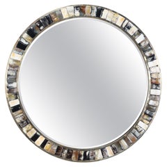 Round Horn Mirror in the Manner of Karl Springer, Contemporary