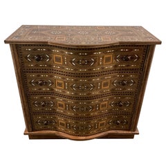 Middle Eastern Inlaid Mother of Pearl Bow Front Chest of Drawers