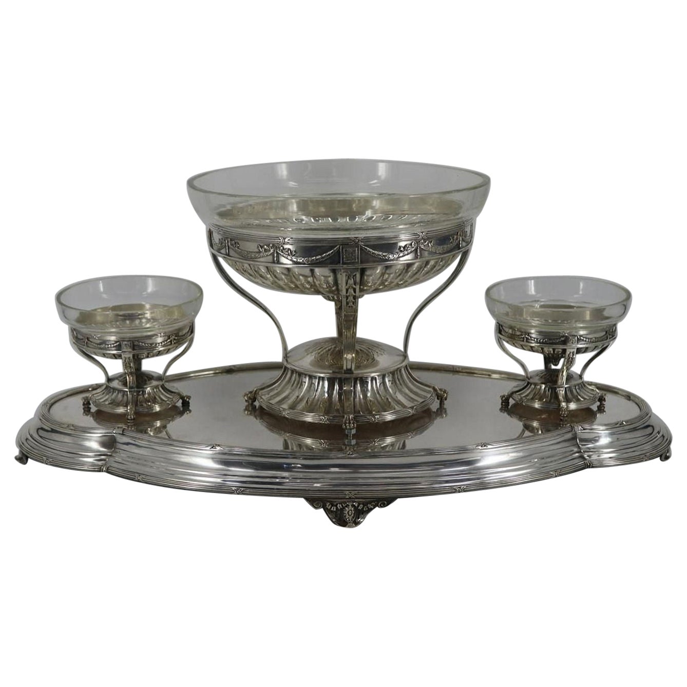 Elkington Silverplate and Glass Centerpiece For Sale