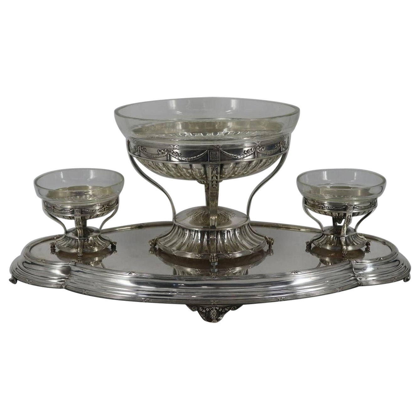 Centro de mesa Elkington de plata y cristal