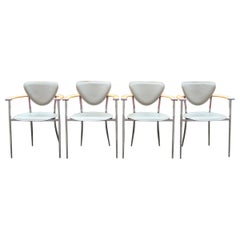 Arrben Italy Modern Grey Saddle Leather Dining Chair Model Marylin, Set of 4