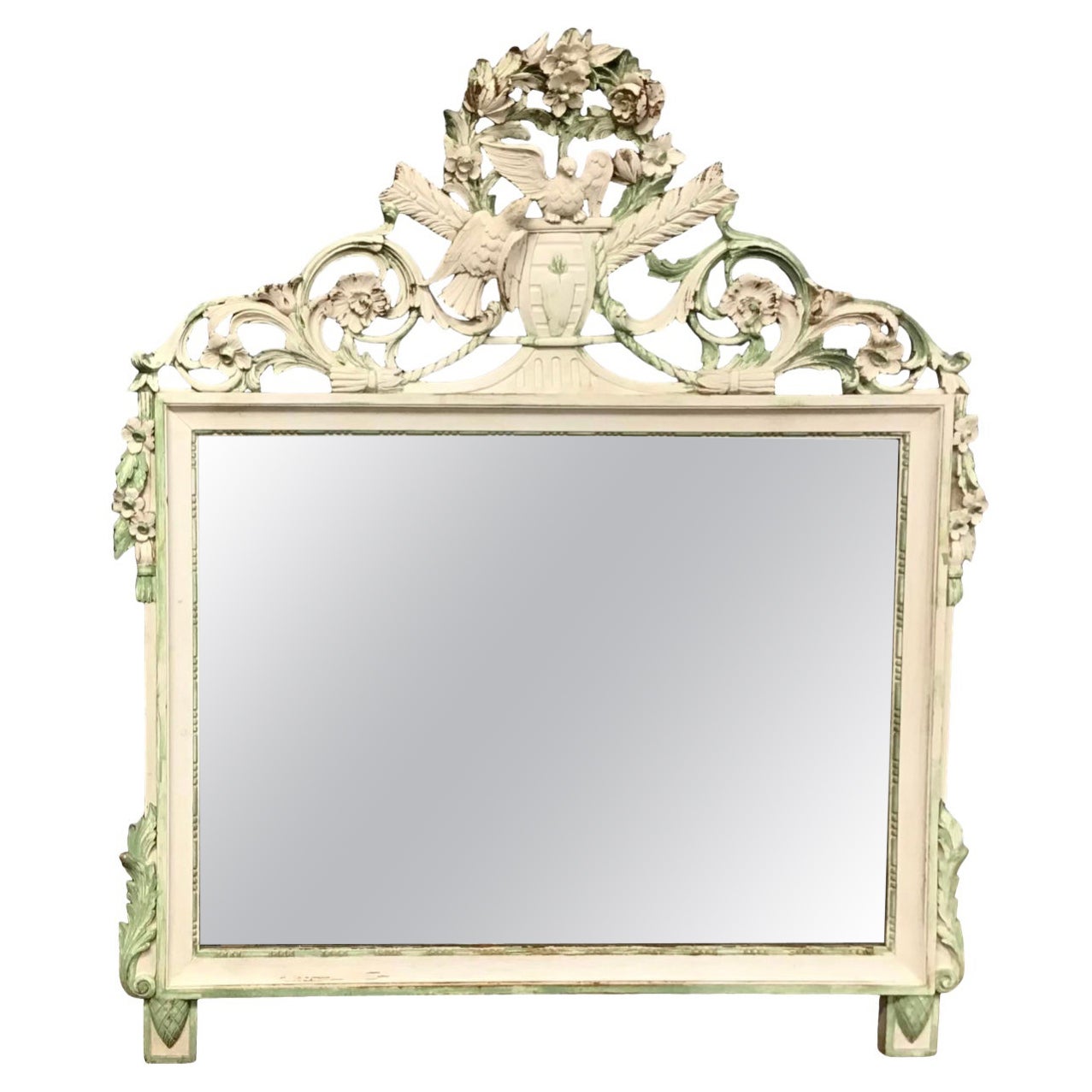 Miroir italien de style néoclassique décoré à la peinture de style Louis XV