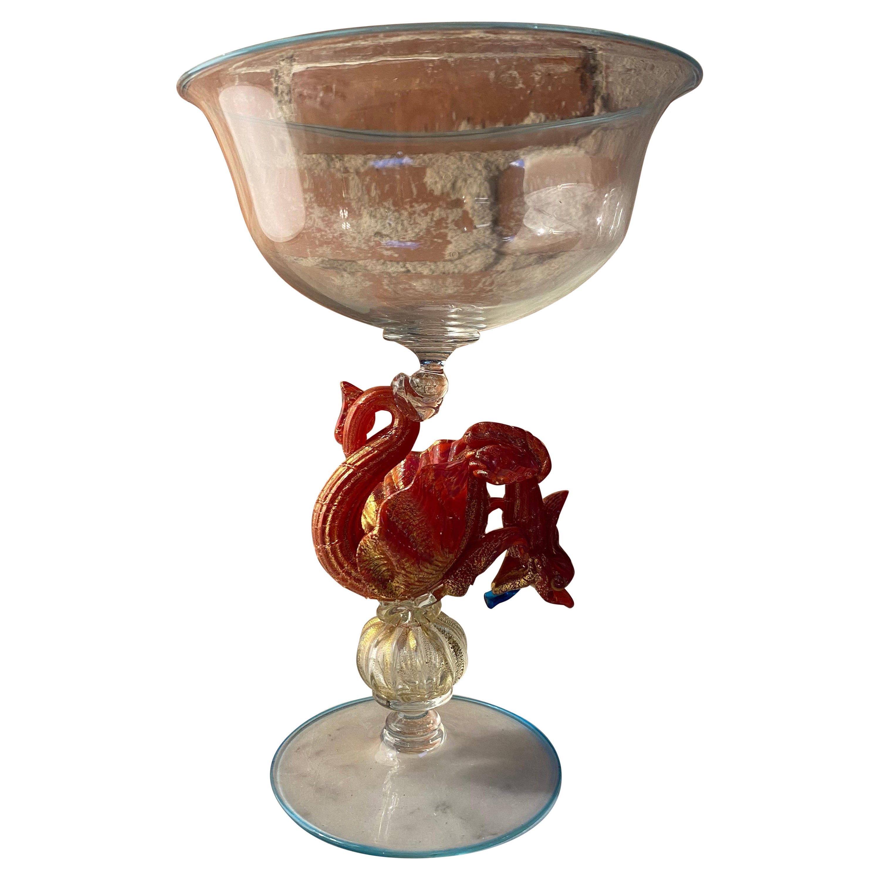 Magnifique chalice italienne en verre de Murano, années 1970 en vente