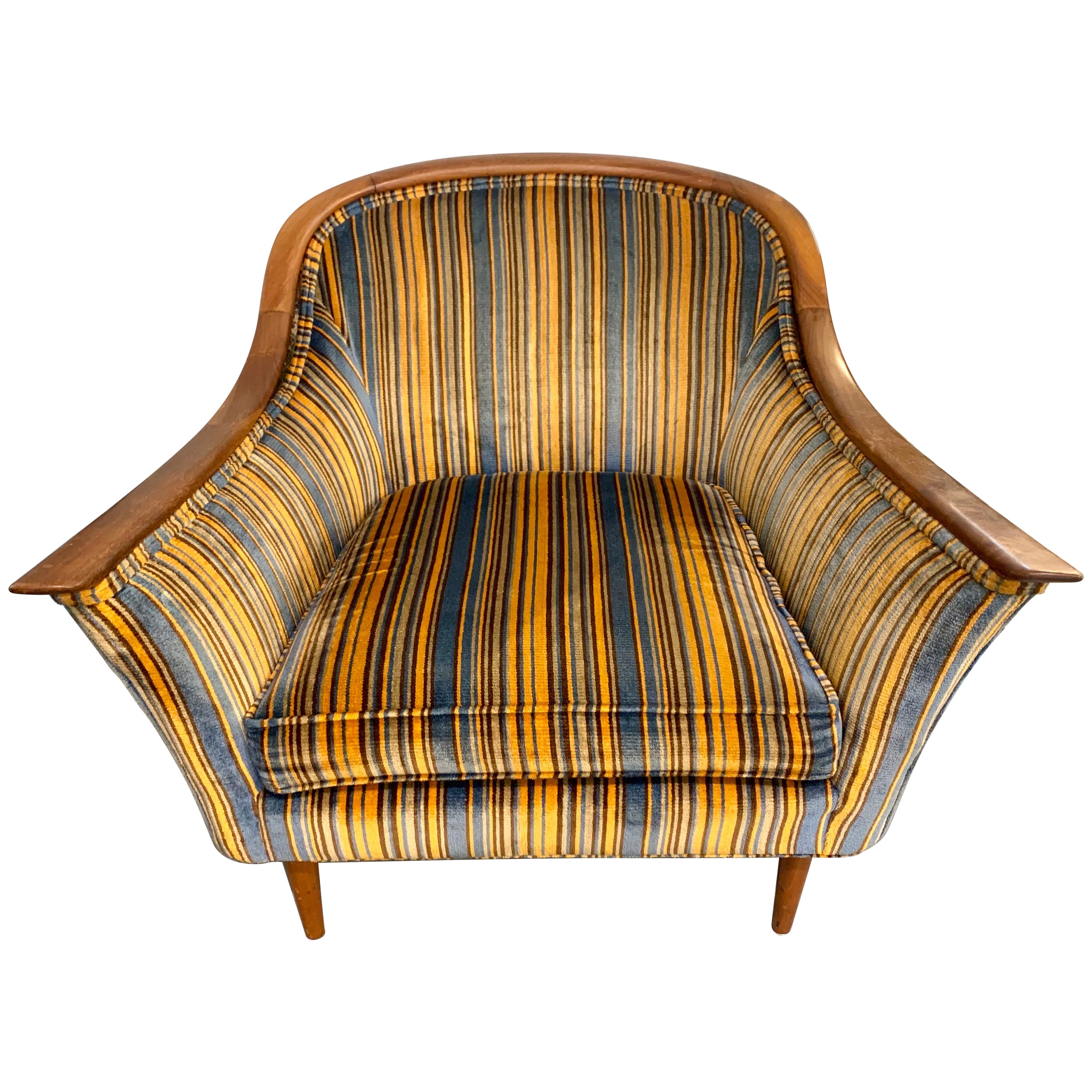 Mid-Century Modern Upholstered Lounge Chair Jack Lenor Larsen Fabric