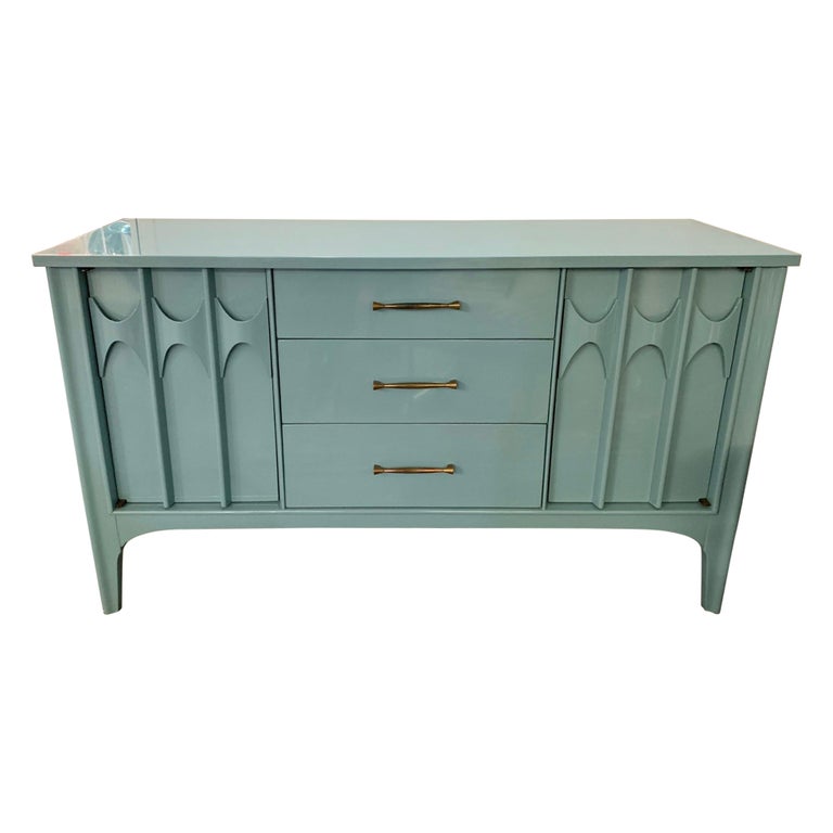 Mid Century Blue Lacquered Sideboard Credenza at 1stDibs
