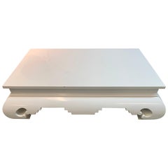 Mid-Century Modern Asian Chinoiserie White Lacquered Low Coffee Table