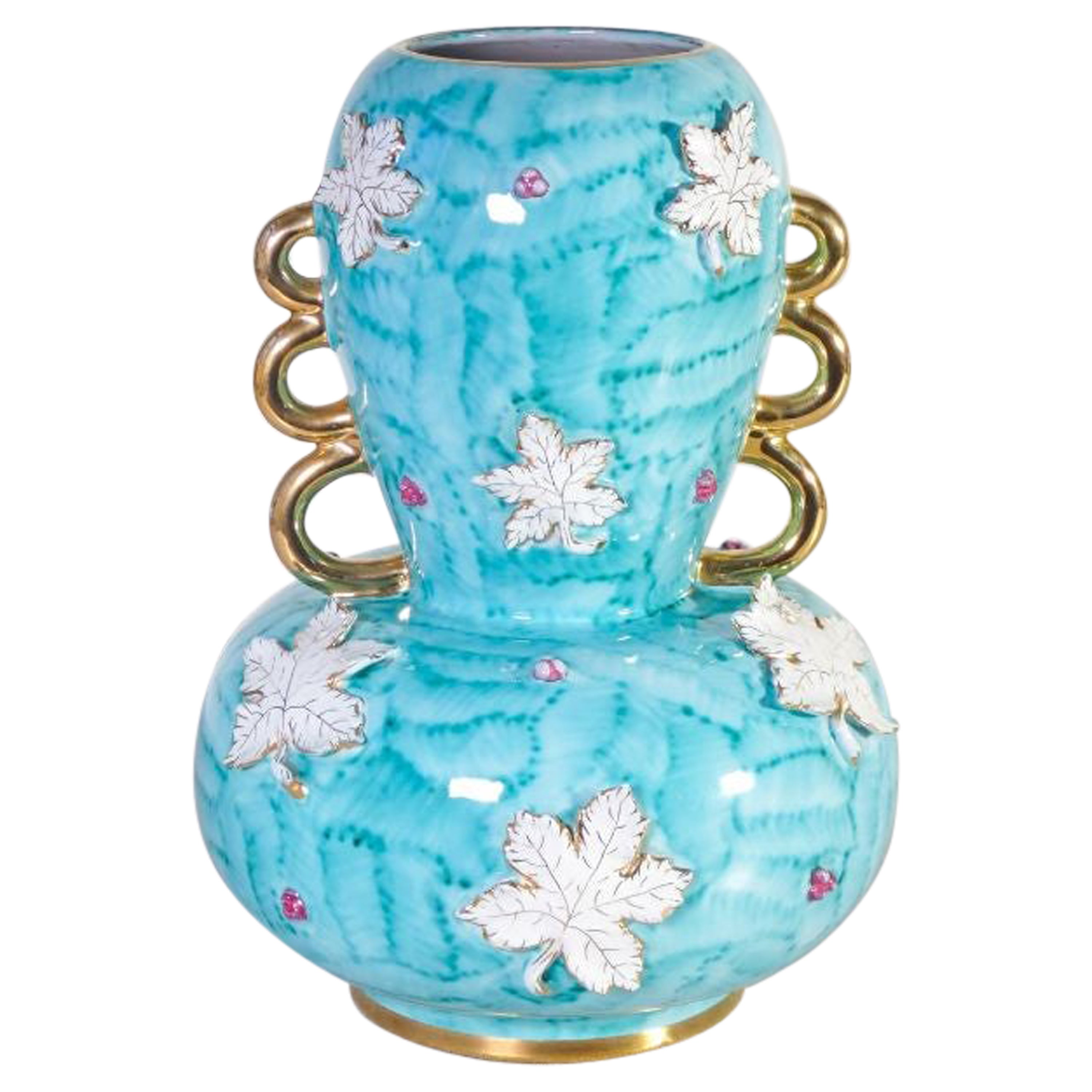 Cantagalli Vase in Painted and Gilded Majolica