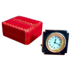 Must de Cartier, Gold Metal & Black Lacquer Clock, 20th Century