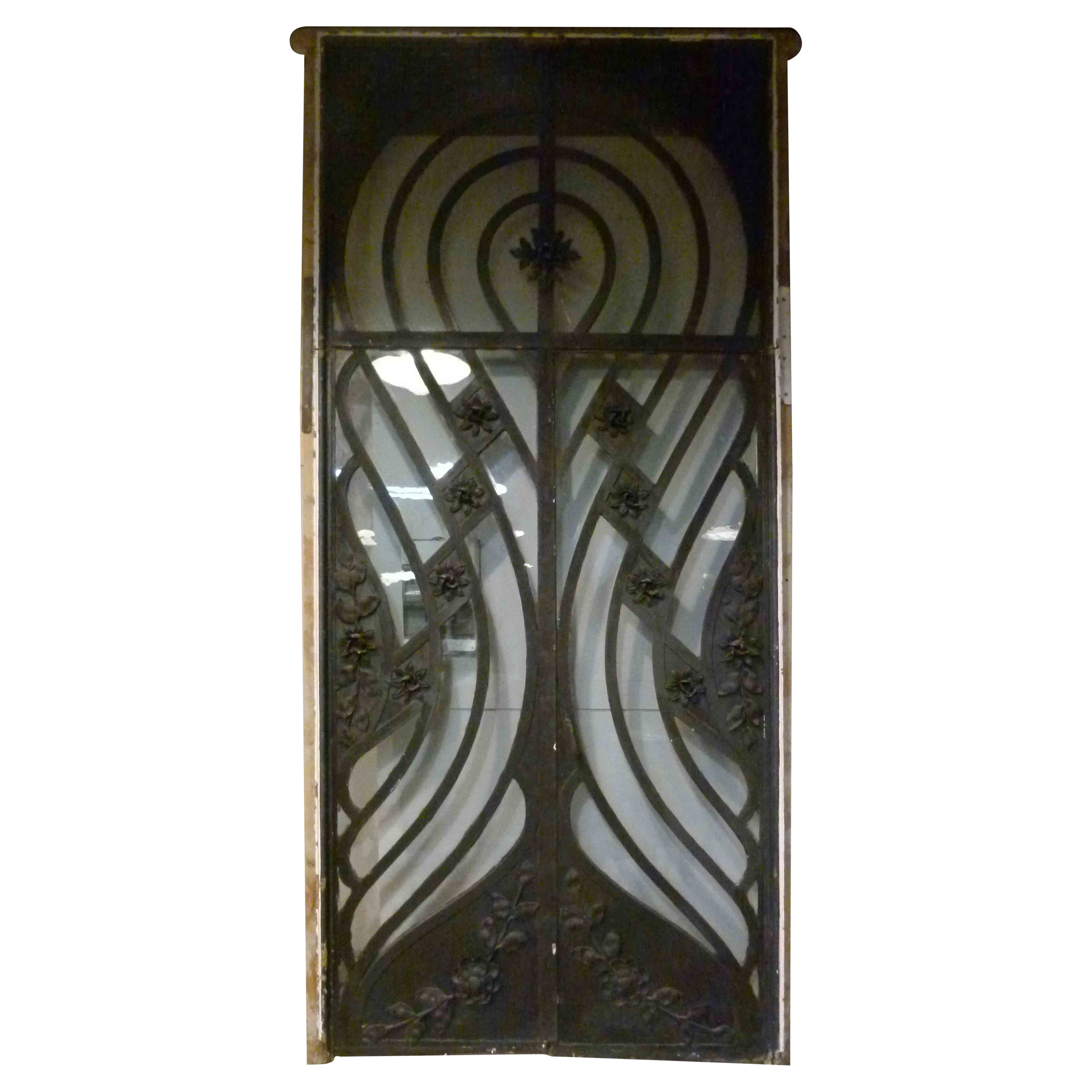 Double Front Door in Art Nouveau Style. For Sale