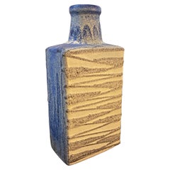1970s, Scheurich Modernist Light Blue and gray German Ceramic Vase