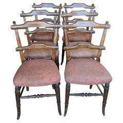 Set of 6 Chairs in Solid Walnut, Mid 1800s