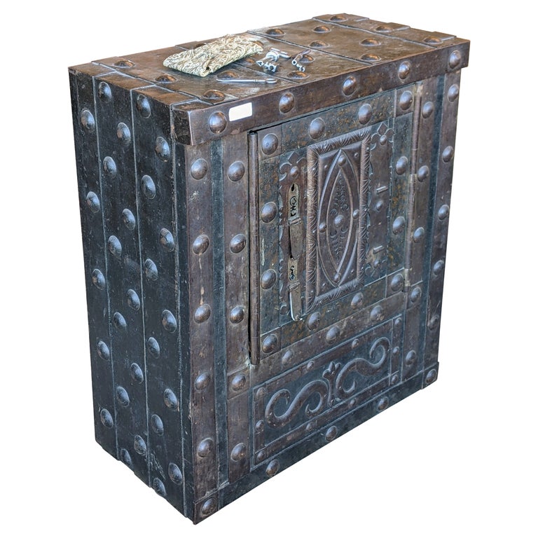 Safe in Studded Iron and Wood, France, Mid 19th Century at 1stDibs
